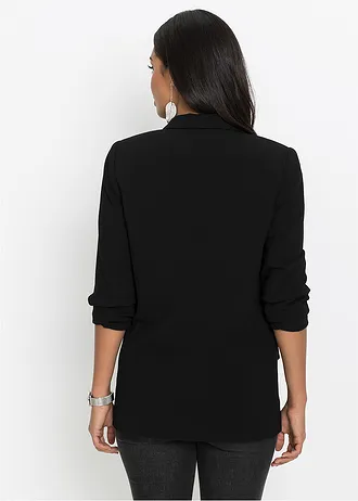 Blazer long à manches drapées • noir • Boutique bonprix