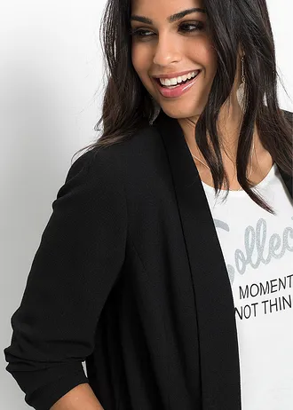 Blazer long à manches drapées • noir • Boutique bonprix