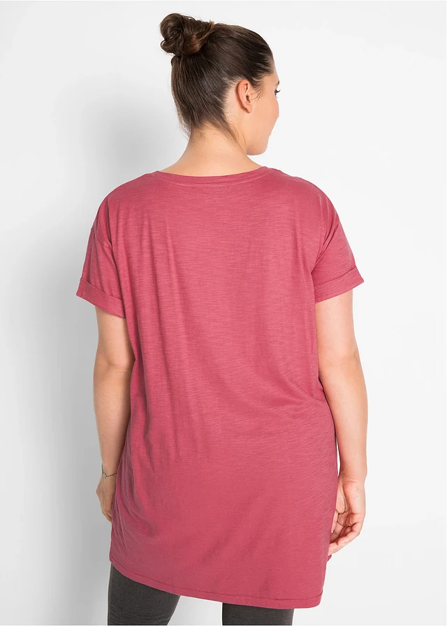 Longshirt van katoen, Kleur: rookframboos