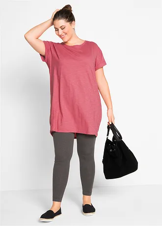 T-shirt long 100% coton, Couleur: framboise fumé