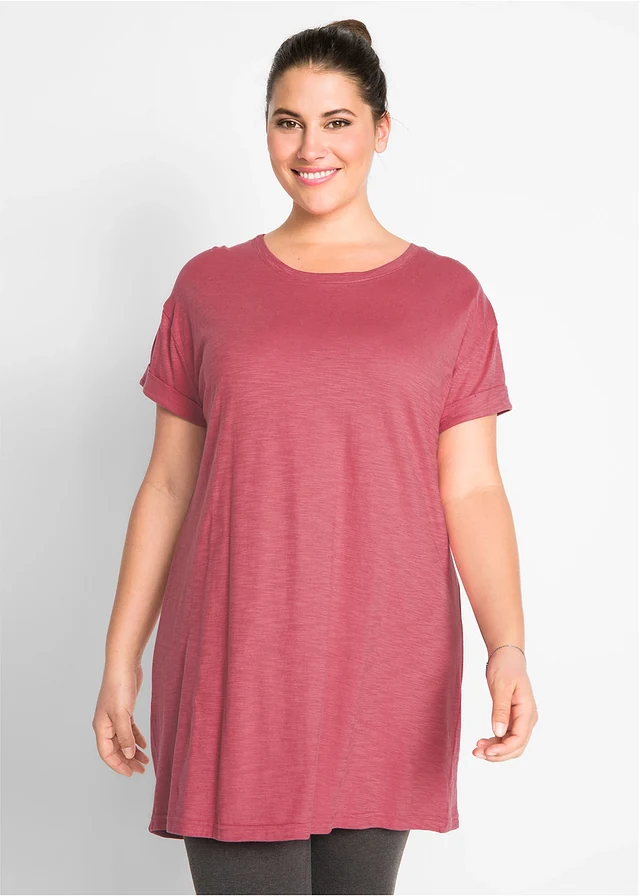 Longshirt van katoen, Kleur: rookframboos