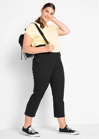 Spodnie  z bengaliny 7/8, kolor: czarny