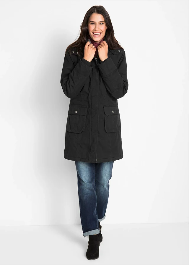 Parka en coton rembourrée, Couleur: noir