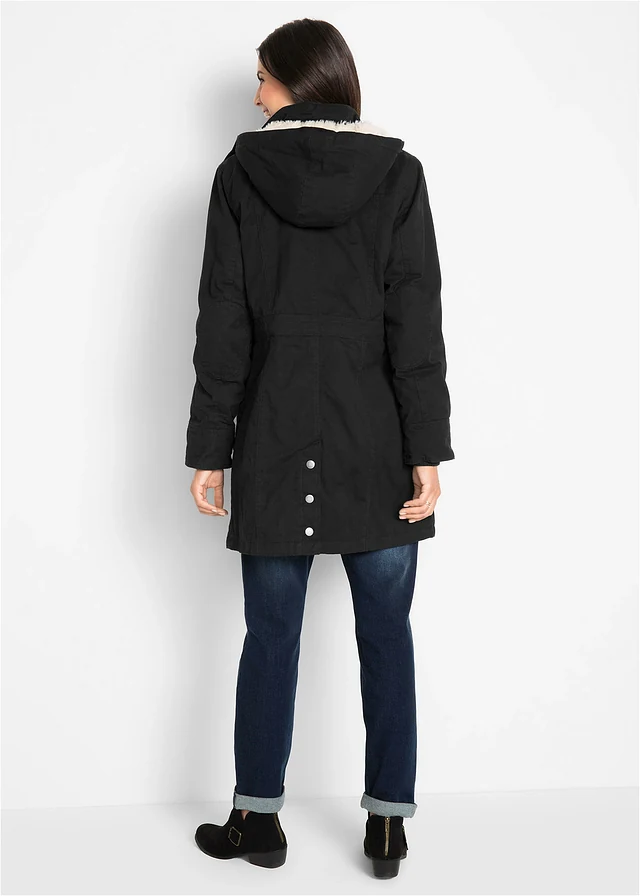 Parka en coton rembourrée, Couleur: noir