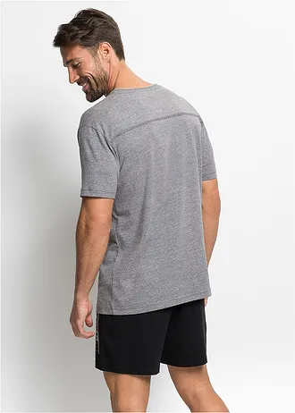 Krátké pyžamo s měkkou bavlnou • šedý melír-černá • bonprix obchod