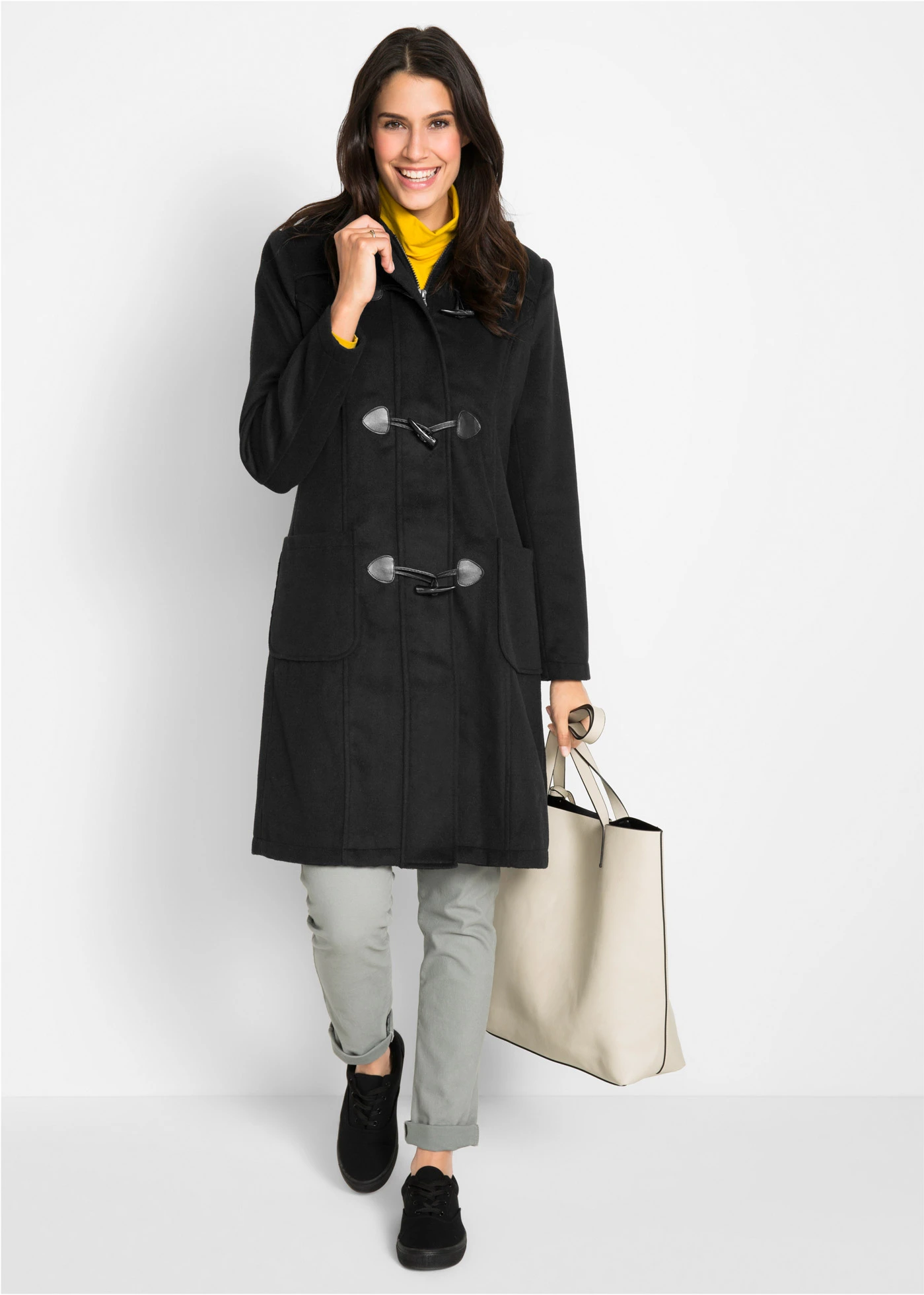 Duffle-coat • noir • Boutique bonprix