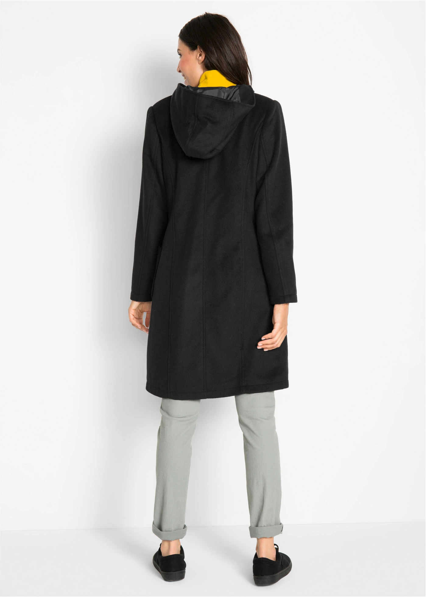 Duffelcoat in wollook • zwart • bonprix online shop