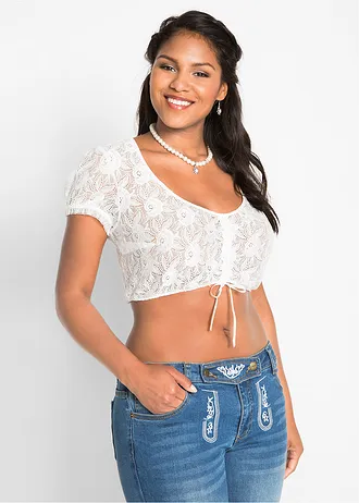 Krajková halenka v krojovém stylu, barva: bílá