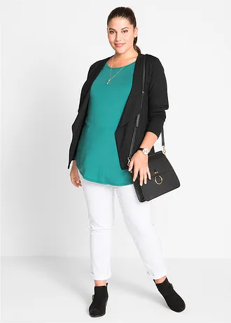 Jersey blazer in een viscosemix, Kleur: zwart