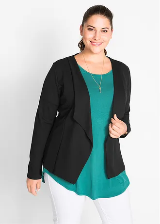 Jersey blazer in een viscosemix, Kleur: zwart