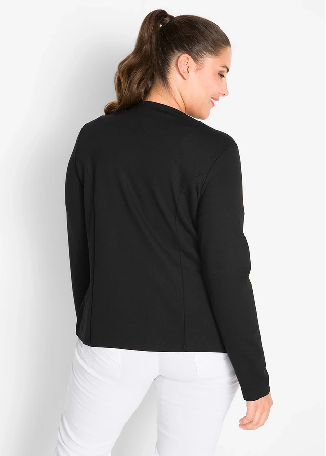 Jersey blazer in een viscosemix, Kleur: zwart