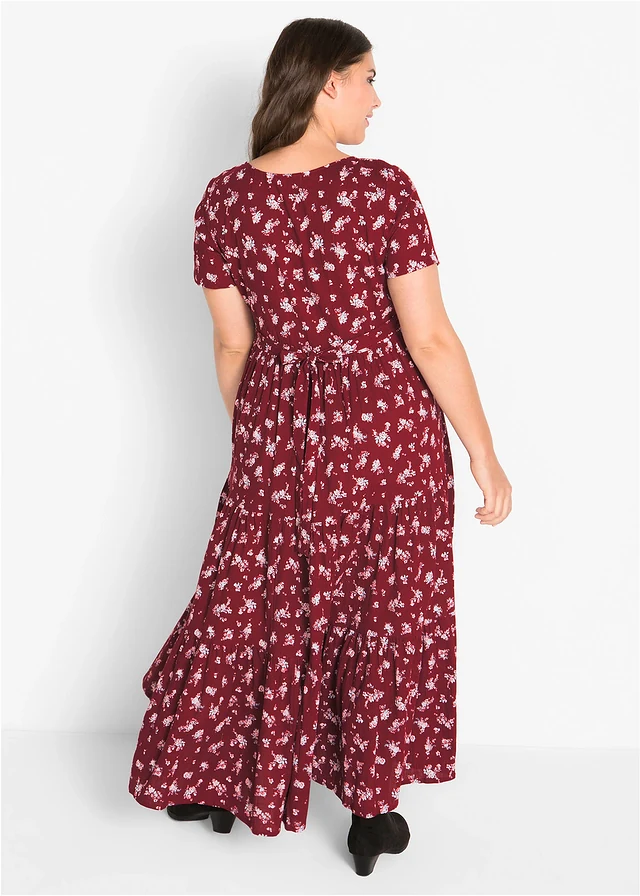 Robe 100% coton, Couleur: bordeaux floral