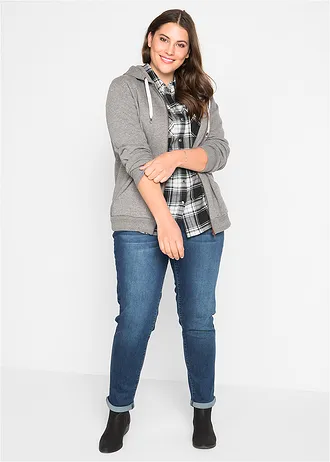 Kostkovaná košilová halenka z čisté bavlny, barva: černo-bílá kostka