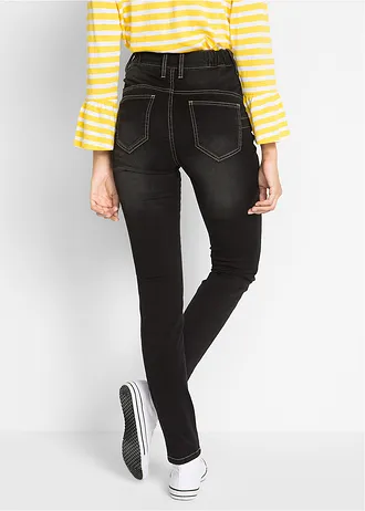 Jean slim taille haute, super extensible • noir denim used • Boutique bonprix