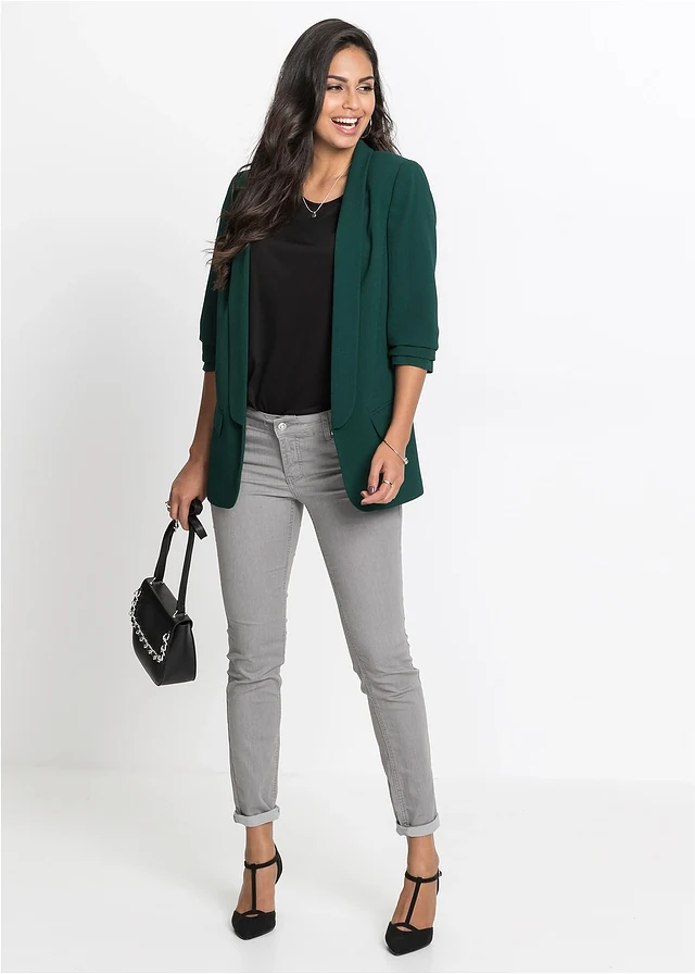 Blazer long à manches drapées • vert profond • product-page.page-title-suffix