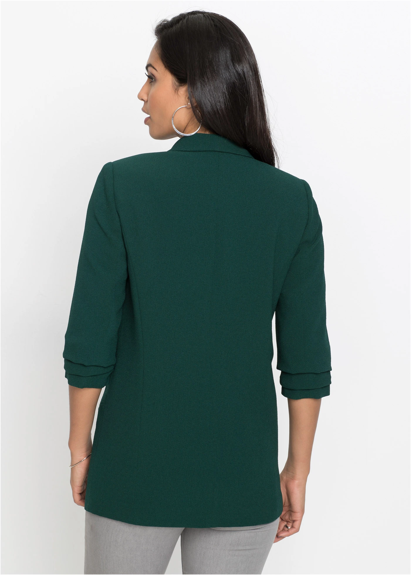 Blazer long à manches drapées • vert profond • Boutique bonprix