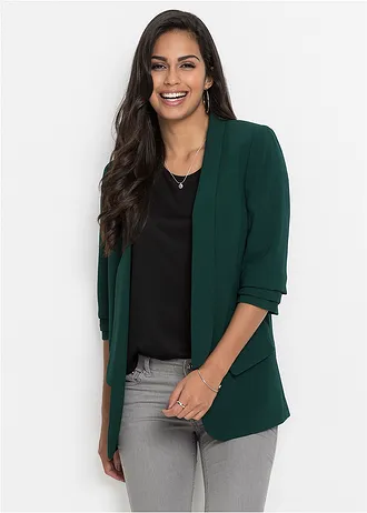 Blazer long à manches drapées • vert profond • Boutique bonprix