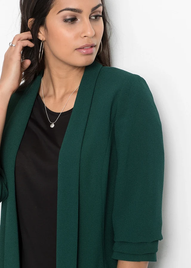 Lange blazer met gedrapeerde mouwen • diepgroen • product-page.page-title-suffix