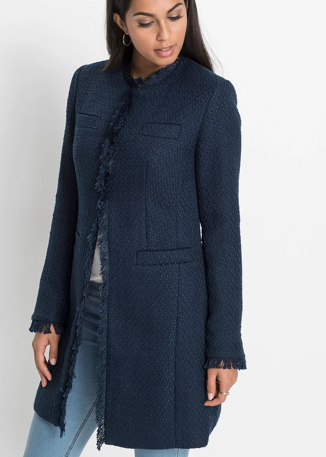 Lange bouclé blazer • donkerblauw • product-page.page-title-suffix