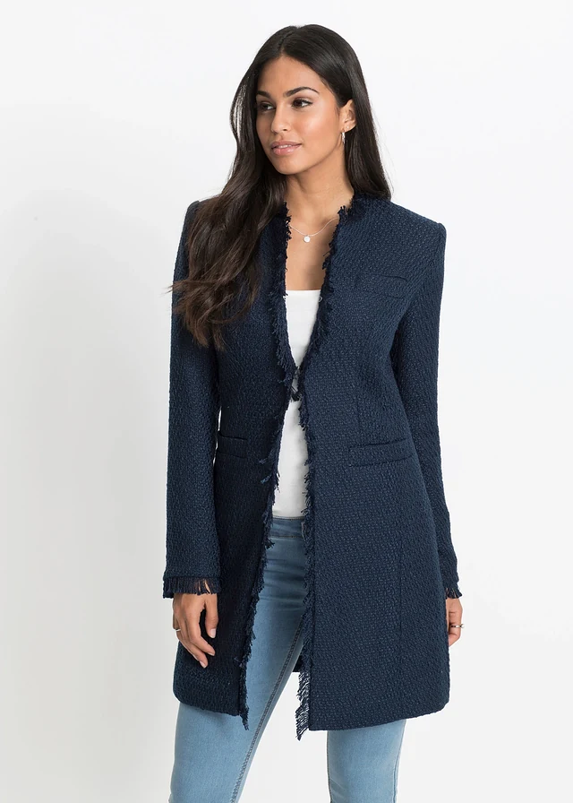 Lange bouclé blazer • donkerblauw • product-page.page-title-suffix