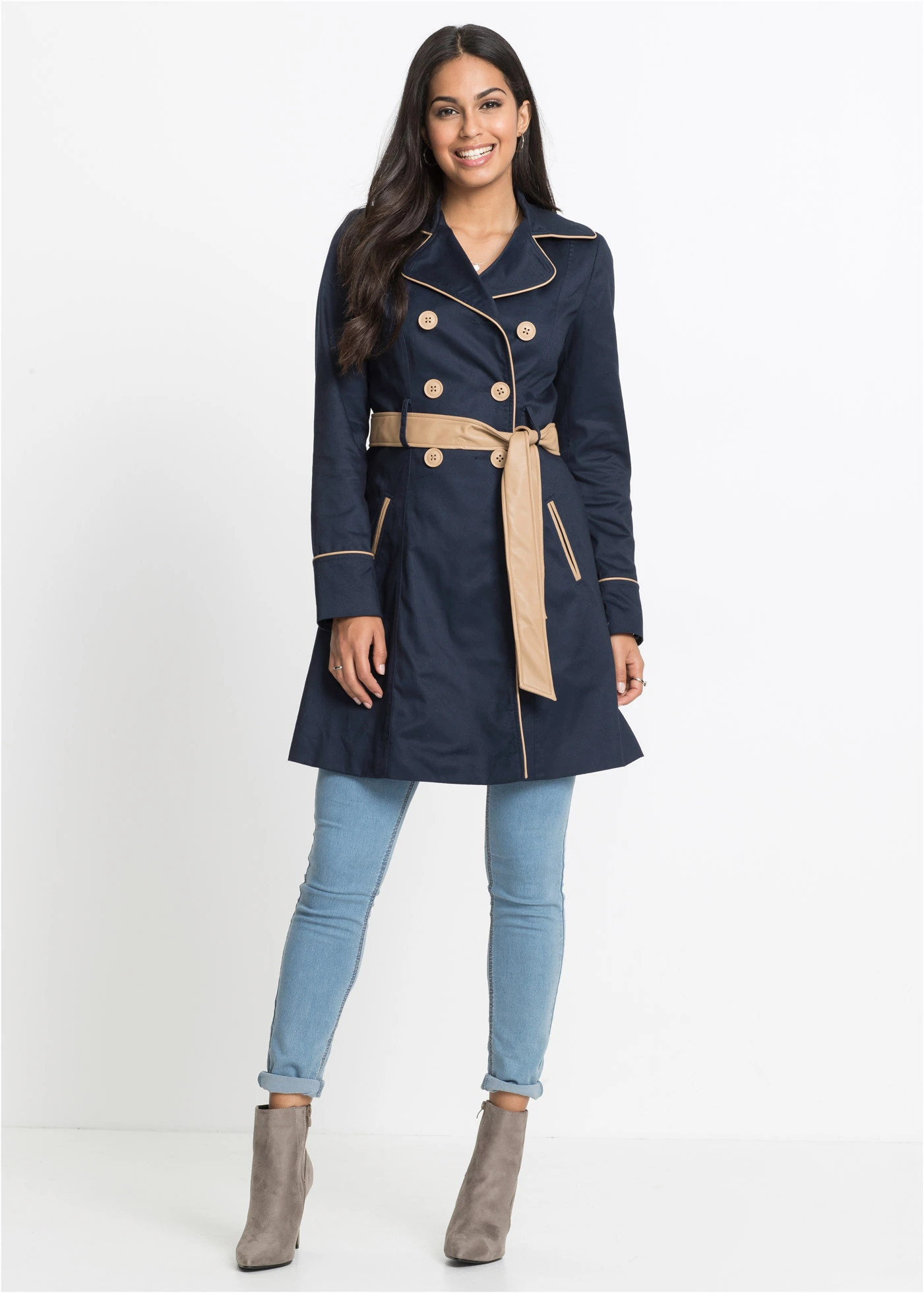 Trenchcoat in A-lijn • donkerblauw • bonprix online shop