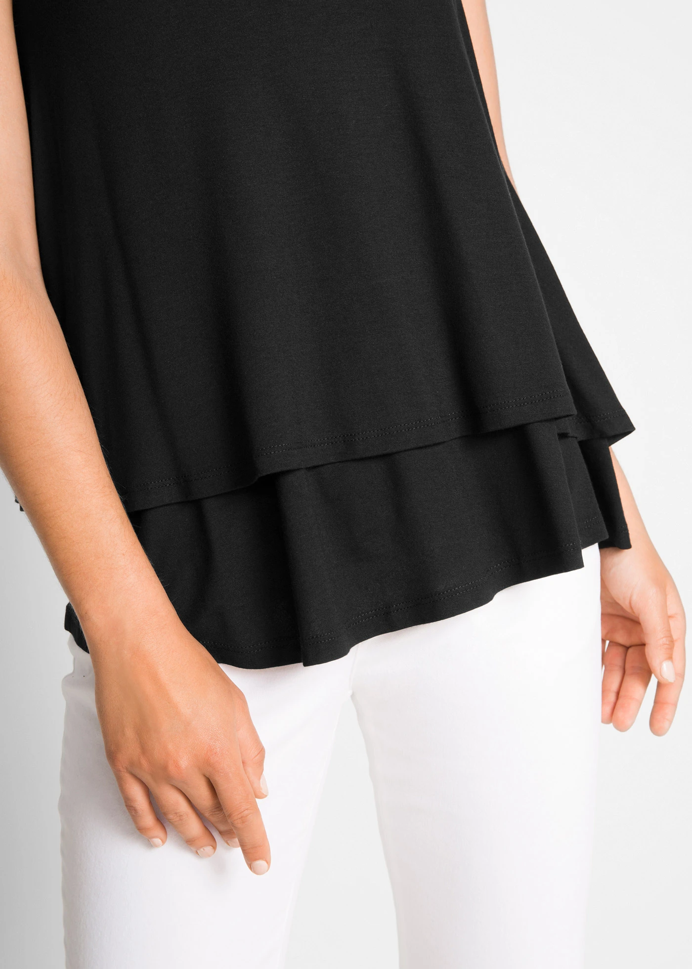 Dubbellaagse top van viscose • zwart • bonprix online shop