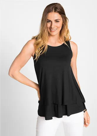 Top, dvojvrstvový, z viskózy • čierna • obchod bonprix