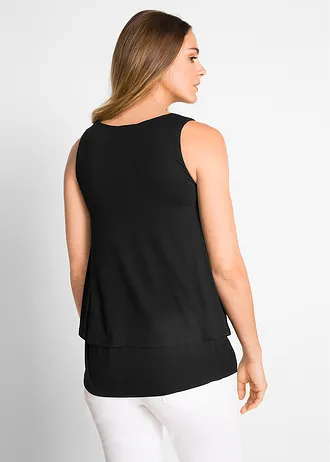 Dubbellaagse top van viscose • zwart • bonprix online shop