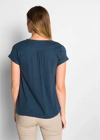 Katoenen shirt, korte mouw, Kleur: donkerblauw