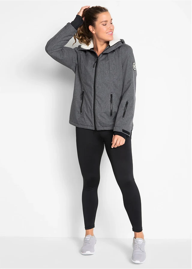 Veste outdoor fonctionnelle avec intérieur polaire peluche, imperméable, Couleur: gris ardoise chiné