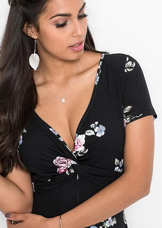 Jersey jurk van viscosemix • zwart gebloemd • bonprix online shop