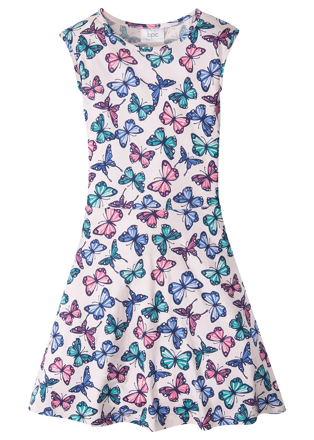 Meisjes jersey jurk met vlinderprint