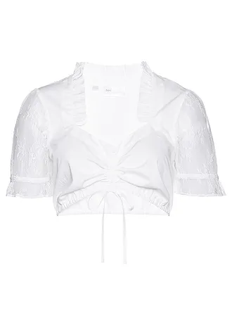 Krojová blúzka, dirndl s čipkovanými rukávmi • biela • obchod bonprix