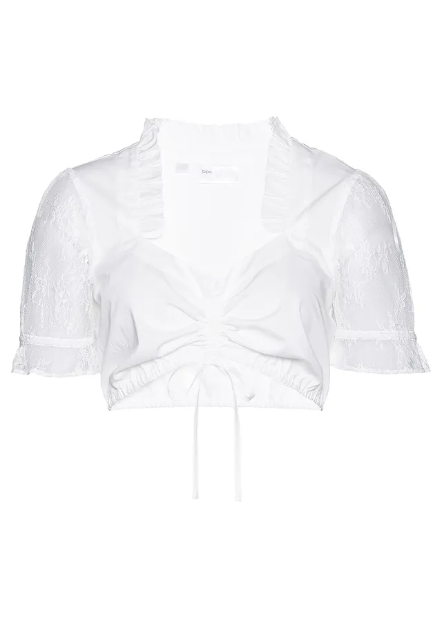 Dirndl halenka s krajkovými rukávy • bílá • bonprix obchod