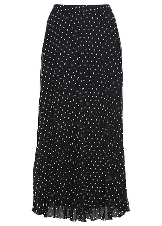 Jupe en mousseline effet froissé • noir pois blanc • Boutique bonprix