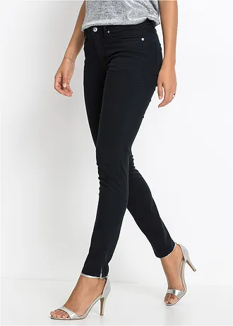 Jeansy skinny, mid waist, cropped • czarny • sklep bonprix