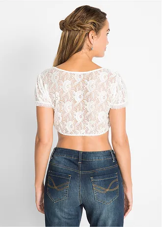 Krajková halenka v krojovém stylu, barva: bílá