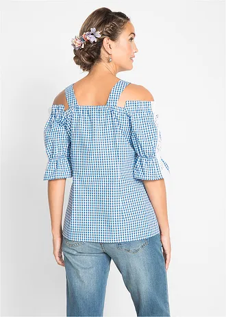Krojová halenka, krátký rukáv • nebesky modro-bílá kostka • bonprix obchod