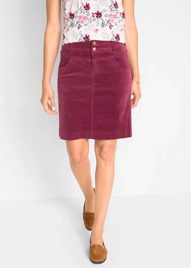 Stretch corduroy rok • rododendronrood • product-page.page-title-suffix