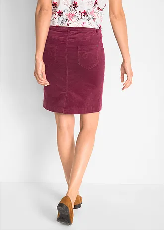 Stretch corduroy rok, Kleur: rododendronrood