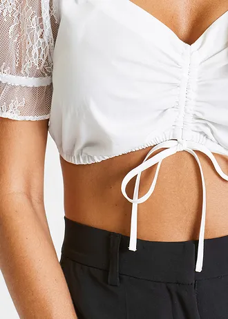 Krojová blúzka, dirndl s čipkovanými rukávmi • biela • obchod bonprix