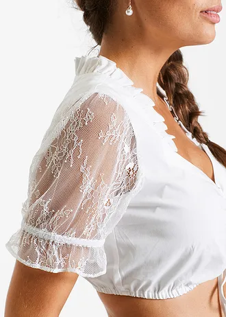 Krojová blúzka, dirndl s čipkovanými rukávmi • biela • obchod bonprix