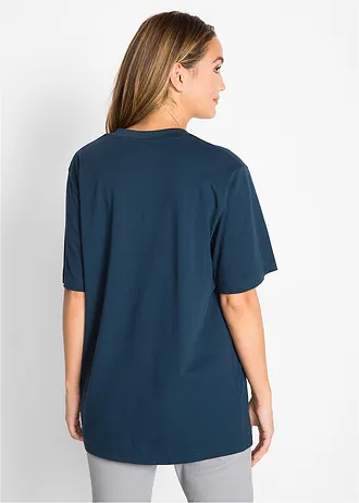 Wijd longshirt met V-hals, korte mouw  (set van 5), Kleur: aardbeirood + zwart + wit + lichtgrijs gemêleerd + donkerblauw