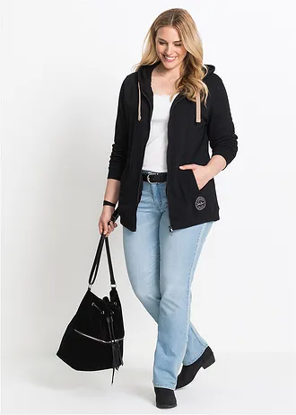 Pohodlné strečové džíny Bootcut, Mid Waist, barva: světle modrá used