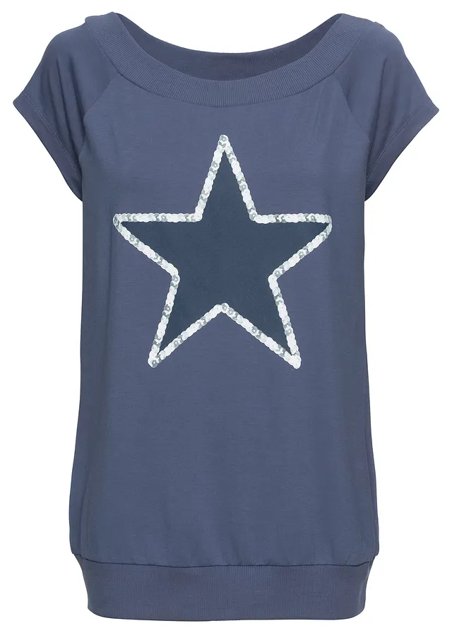 T-shirt à étoile • indigo imprimé • Boutique bonprix