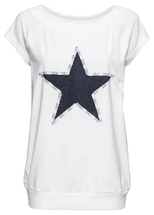 Tričko s natištěnou hvězdou • bílá s potiskem • bonprix obchod