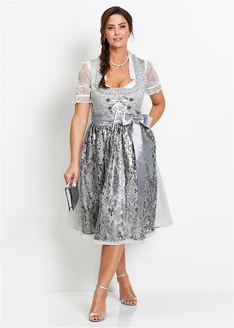 Dirndl blouse met kanten mouwen, Kleur: wit