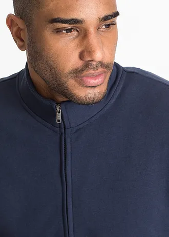 Sweatvest met opstaande kraag, Kleur: donkerblauw