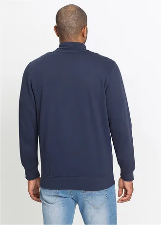 Sweatvest met opstaande kraag, Kleur: donkerblauw