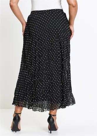 Chiffon rok in crash look, Kleur: zwart-wit gestippeld